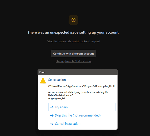 Installation errors